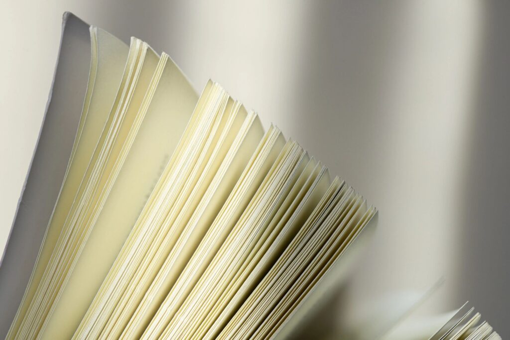 Close-up of open book pages with soft lighting,Macro
